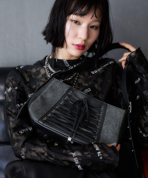 HARE（ハレ）の「デニムレースアップバッグ(HARE)（ハンドバッグ・レディース・ブルー/ブラック・FREE）」の11枚目の写真