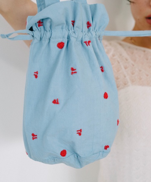 THEATRE PRODUCTS（シアタープロダクツ）の「ビーズエンブロイダリードローストリング巾着ﾊﾞｯｸﾞ（トートバッグ・レディース・ブラック/ホワイト/ブルー・FREE）」の11枚目の写真