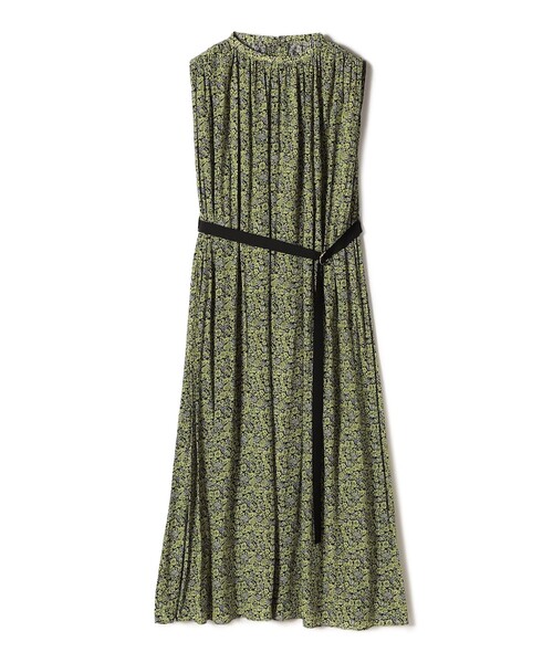 手洗い可能〉割繊 フラワー プリント ノースリーブ ワンピース