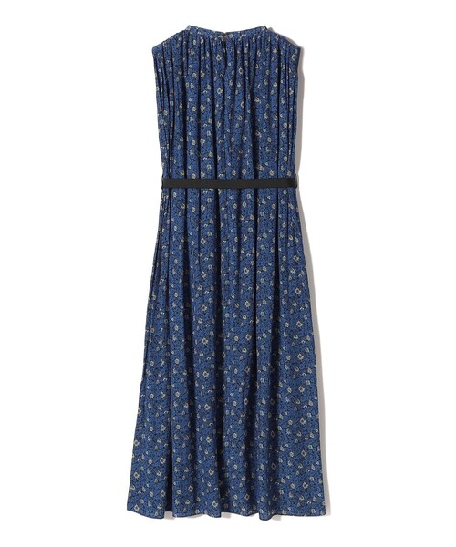 手洗い可能〉割繊 フラワー プリント ノースリーブ ワンピース