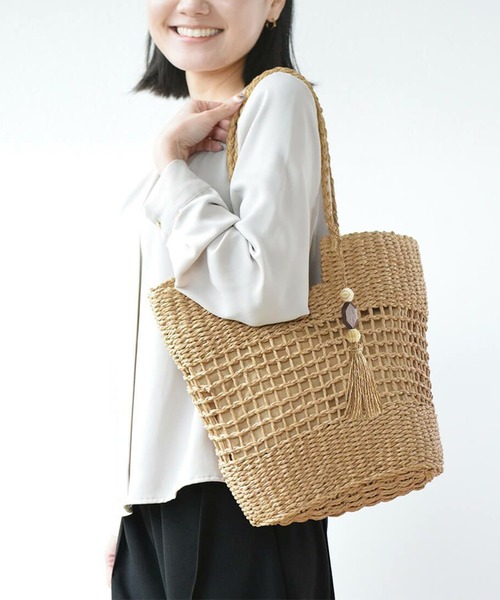 BARCOS(バルコス)の「【BARCOS/バルコス】透かし編みデザインかごバッグ(ハンドバッグ・レディース・ブラウン/ベージュ・ONE SIZE)」の9枚目の写真