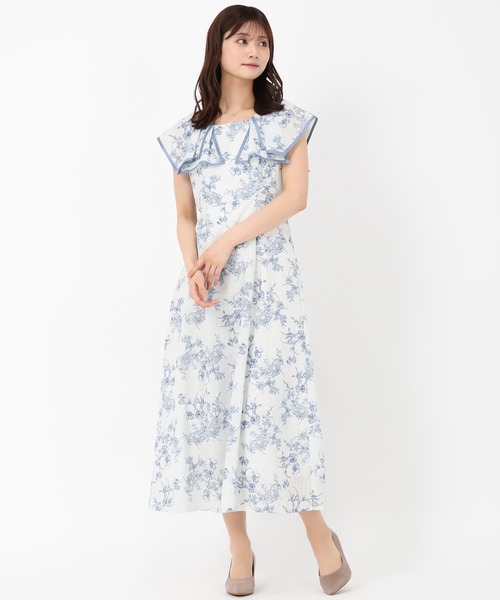 MISCH MASCH(ミッシュマッシュ)の「フラワージュイフリルカラーワンピース(ワンピース・レディース・グレー/ベージュ/ブルー・S/M)」の6枚目の写真