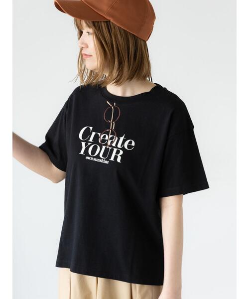 ミポリン【新品・未使用】TシャツXL黒『Langue de chat』プリント セール】黒猫＆犬プリントTシャツ（Tシャツ/カットソー）｜Achic