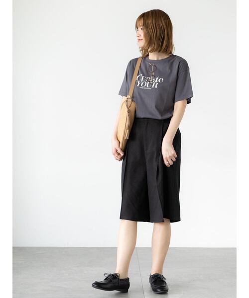 Lugnoncure（ルノンキュール）の「メガネ刺繍プリントTシャツ（Tシャツ/カットソー・レディース・ブラック/オフホワイト/チャコールグレー/キナリ・F）」の18枚目の写真