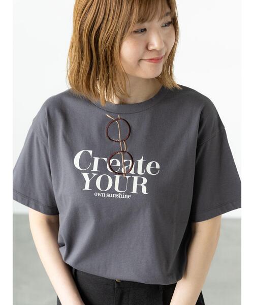 Lugnoncure（ルノンキュール）の「メガネ刺繍プリントTシャツ（Tシャツ/カットソー・レディース・ブラック/オフホワイト/チャコールグレー/キナリ・F）」の19枚目の写真