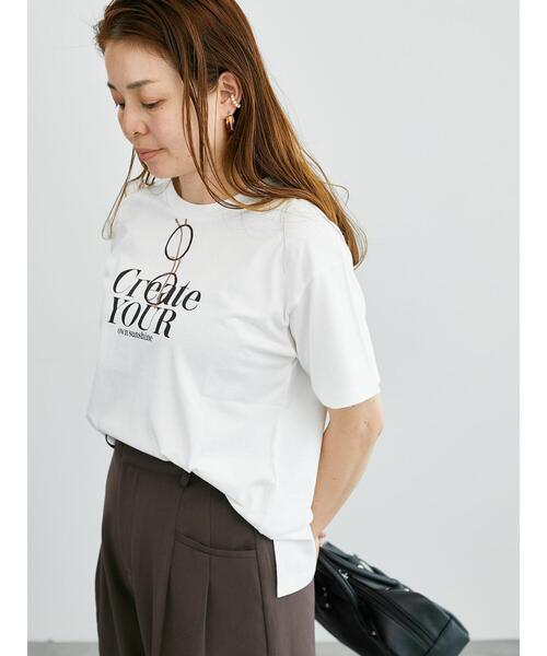 Lugnoncure（ルノンキュール）の「メガネ刺繍プリントTシャツ（Tシャツ/カットソー・レディース・ブラック/オフホワイト/チャコールグレー/キナリ・F）」の22枚目の写真