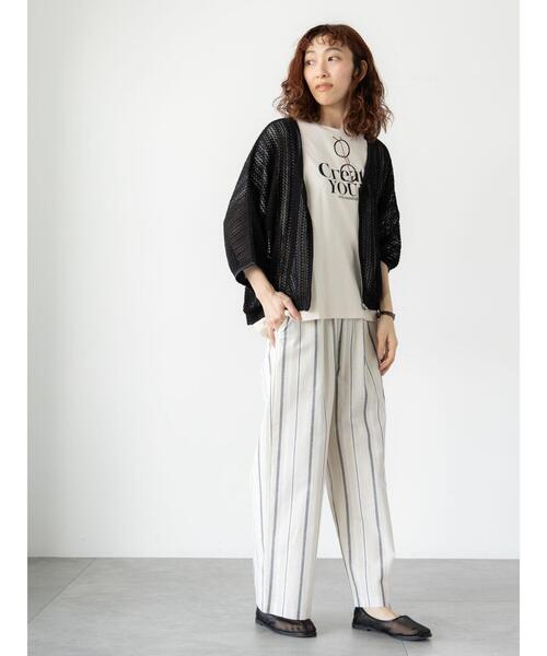 Lugnoncure（ルノンキュール）の「メガネ刺繍プリントTシャツ（Tシャツ/カットソー・レディース・ブラック/オフホワイト/チャコールグレー/キナリ・F）」の5枚目の写真