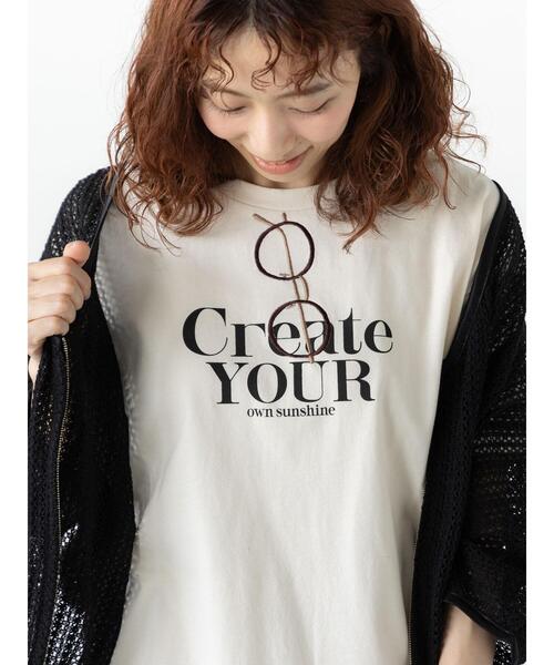 Lugnoncure（ルノンキュール）の「メガネ刺繍プリントTシャツ（Tシャツ/カットソー・レディース・ブラック/オフホワイト/チャコールグレー/キナリ・F）」の6枚目の写真