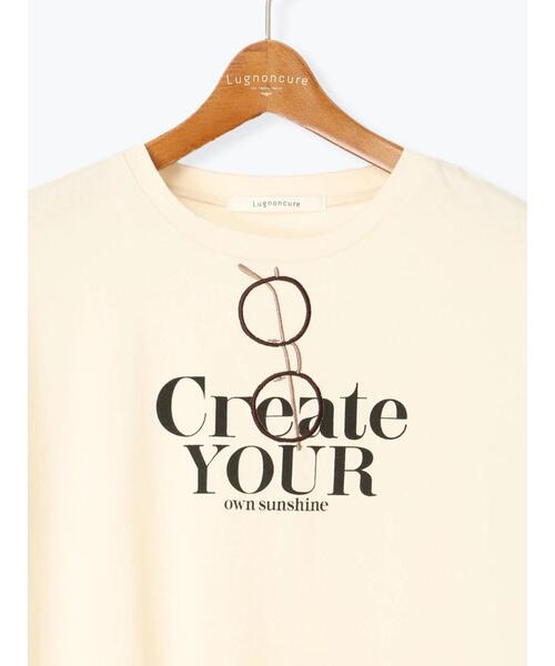 Lugnoncure（ルノンキュール）の「メガネ刺繍プリントTシャツ（Tシャツ/カットソー・レディース・ブラック/オフホワイト/チャコールグレー/キナリ・F）」の12枚目の写真