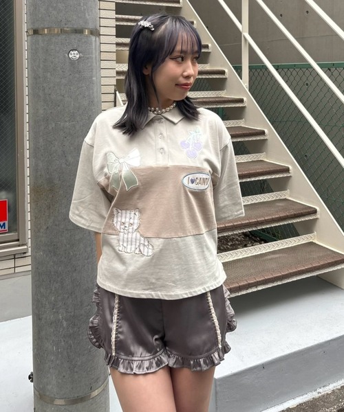 Candy Stripper（キャンディストリッパー）の「GLOSSY FRILL ショーツ（その他パンツ・レディース・ブルー/グレー/ブラック・FREE）」の7枚目の写真