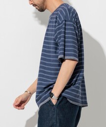 フェードプリント リバーシブル クルーネック ボーダーTシャツ/半袖Tシャツ