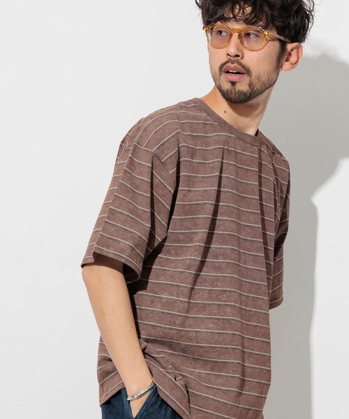 FREAK'S STORE(フリークスストア)の「フェードプリント リバーシブル クルーネック ボーダーTシャツ/半袖Tシャツ(Tシャツ/カットソー・メンズ・ブラック/ネイビー/ブラウン/グリーン・MEDIUM/LARGE)」の1枚目の写真
