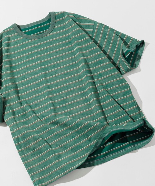 FREAK'S STORE(フリークスストア)の「フェードプリント リバーシブル クルーネック ボーダーTシャツ/半袖Tシャツ(Tシャツ/カットソー・メンズ・ブラック/ネイビー/ブラウン/グリーン・MEDIUM/LARGE)」の3枚目の写真