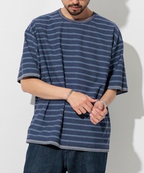 FREAK'S STORE(フリークスストア)の「フェードプリント リバーシブル クルーネック ボーダーTシャツ/半袖Tシャツ(Tシャツ/カットソー・メンズ・ブラック/ネイビー/ブラウン/グリーン・MEDIUM/LARGE)」の17枚目の写真