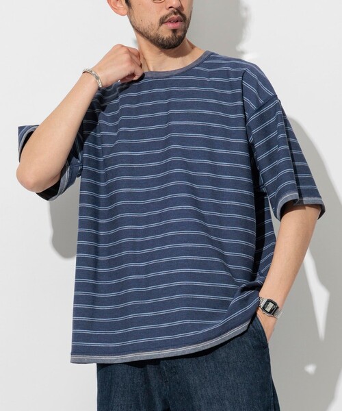 FREAK'S STORE(フリークスストア)の「フェードプリント リバーシブル クルーネック ボーダーTシャツ/半袖Tシャツ(Tシャツ/カットソー・メンズ・ブラック/ネイビー/ブラウン/グリーン・MEDIUM/LARGE)」の18枚目の写真