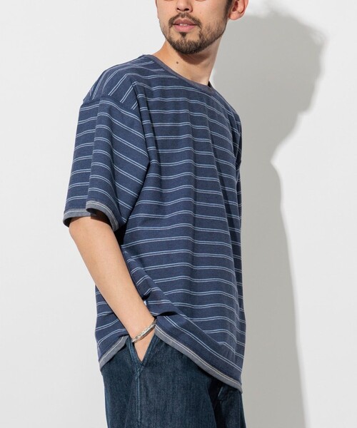 FREAK'S STORE(フリークスストア)の「フェードプリント リバーシブル クルーネック ボーダーTシャツ/半袖Tシャツ(Tシャツ/カットソー・メンズ・ブラック/ネイビー/ブラウン/グリーン・MEDIUM/LARGE)」の19枚目の写真