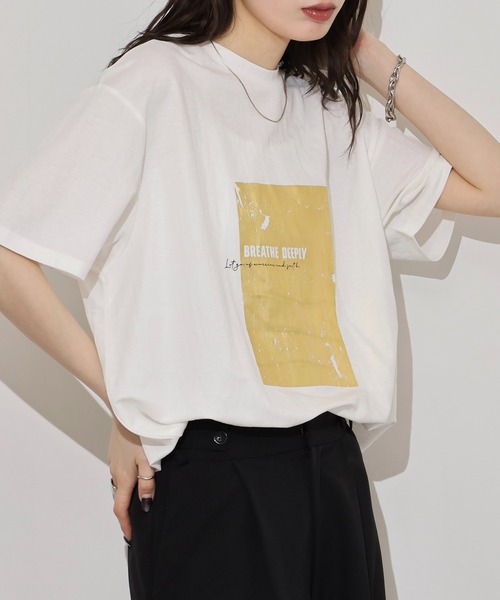 mitis(ミティス)の「mitis 冷感カノコ 箔プリントTシャツ(Tシャツ/カットソー・レディース・ホワイト×シルバー/ホワイト×ゴールド/ブラック×シルバー・M)」の3枚目の写真
