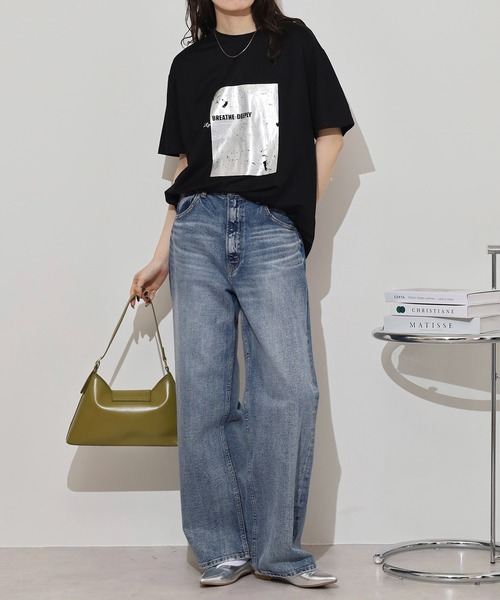 mitis(ミティス)の「mitis 冷感カノコ 箔プリントTシャツ(Tシャツ/カットソー・レディース・ホワイト×シルバー/ホワイト×ゴールド/ブラック×シルバー・M)」の15枚目の写真