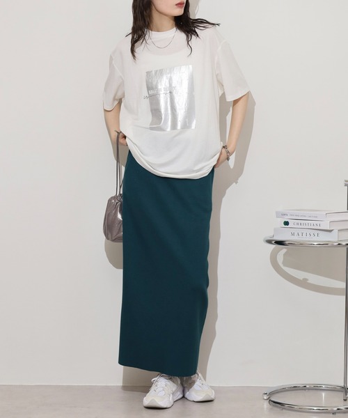 mitis(ミティス)の「mitis 冷感カノコ 箔プリントTシャツ(Tシャツ/カットソー・レディース・ホワイト×シルバー/ホワイト×ゴールド/ブラック×シルバー・M)」の8枚目の写真