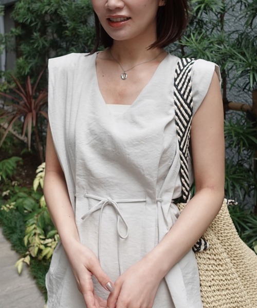 CORNERS(コーナーズ)の「ウエストドロストフレアートップス(Tシャツ/カットソー・レディース・ベージュ/ホワイト/ブラック/グレー・M)」の3枚目の写真