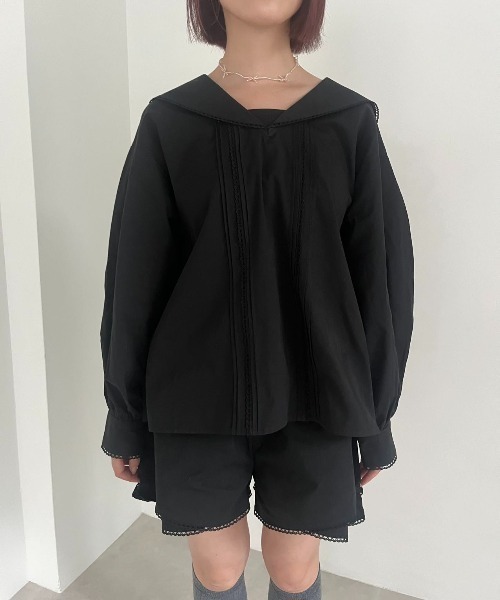AKIKOAOKI セーラー ブラウス AKIKOAOKI Sailor zip blouse AKIKOAOKI セーラー ブラウス AKIKOAOKI Sailor zip blouse