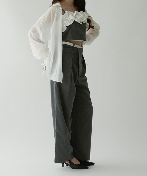 Ambre Neige(アンブルネージュ)の「sheer washer shirring shirt / シアーワッシャーシャーリングシャツ(シャツ/ブラウス・レディース・オフホワイト/ライトブルー・FREE)」の13枚目の写真