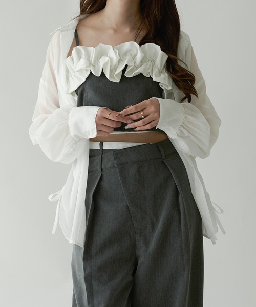 Ambre Neige(アンブルネージュ)の「sheer washer shirring shirt / シアーワッシャーシャーリングシャツ(シャツ/ブラウス・レディース・オフホワイト/ライトブルー・FREE)」の11枚目の写真