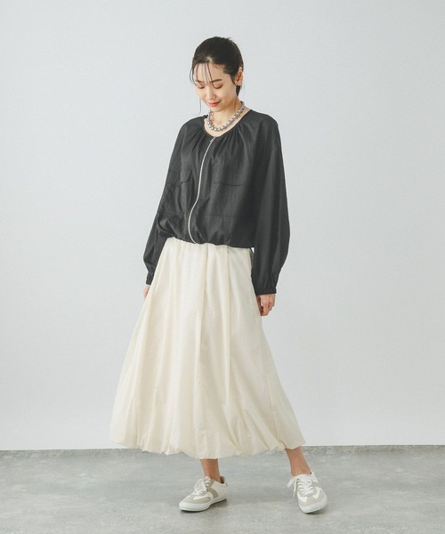 GLOBAL WORK（グローバルワーク）の「エアかるシアーブルゾン/289975（ブルゾン・レディース・ブラック/ライトカーキ/アイボリー・MEDIUM/LARGE）」の8枚目の写真