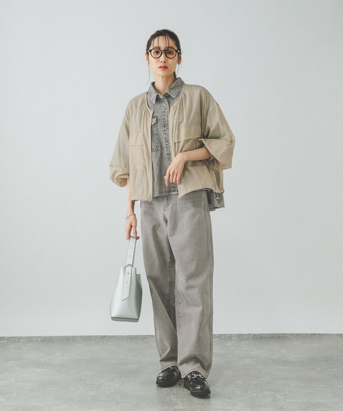 GLOBAL WORK（グローバルワーク）の「エアかるシアーブルゾン/289975（ブルゾン・レディース・ブラック/ライトカーキ/アイボリー・MEDIUM/LARGE）」の13枚目の写真