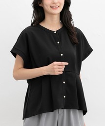 tシャツ ウエストタックデザインTEE レディース 立体タック デザイン Tシャツ レディース 半袖 プリント・(80