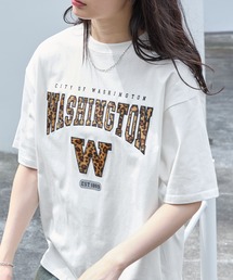 カレッジレオパードパッチロゴ刺繍半袖Tシャツ