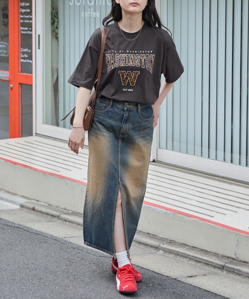 MONO-MART(モノマート)の「カレッジレオパードパッチロゴ刺繍半袖Tシャツ(Tシャツ/カットソー・レディース・ブラック/ホワイト/グレイッシュブルー/スミクロ・FREE)」の12枚目の写真