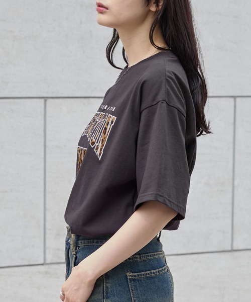 須郷様(カレッジ) カレッジレオパードパッチロゴ刺繍半袖Tシャツ MONO-MART│MONO
