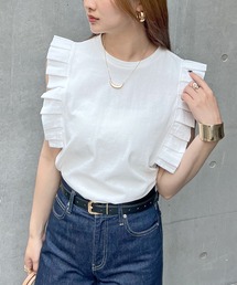 タックフリルノースリーブTシャツ