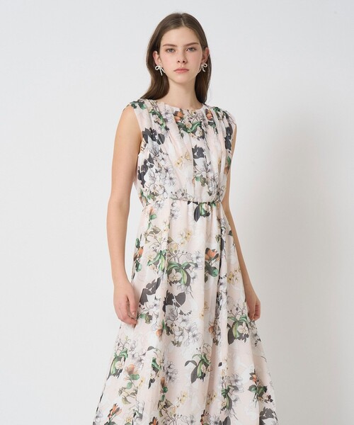 ANAYI bouquet プリント ランダムタック ワンピース　2025SS bouquet プリント ランダムタック ワンピース|ANAYI OFFICIAL
