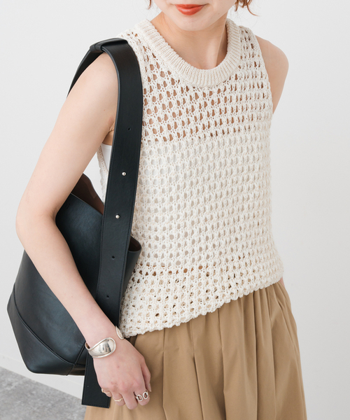 今期 新品 タグ付き メッシュアメスリニットタンク