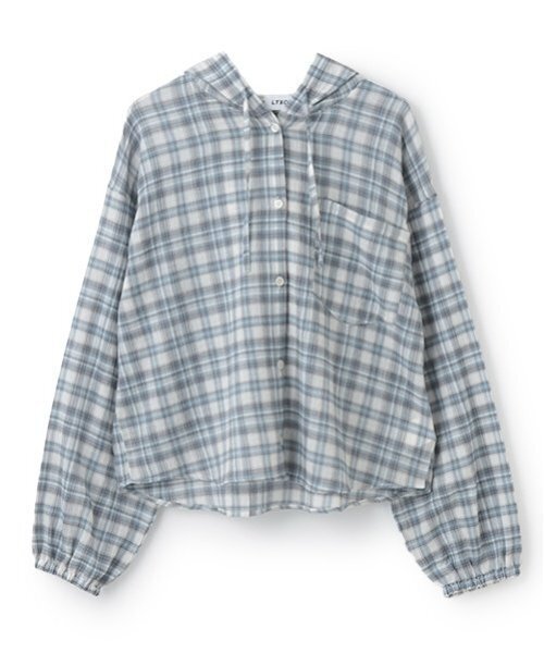 LOVETOXIC（ラブトキシック）の「【LTXC】チェックシアーパーカ（シャツ/ブラウス・キッズ・サックスブルー/オフホワイト・L:160cm/S:140cm/M:150cm）」の6枚目の写真