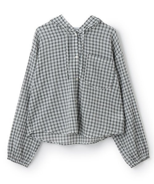 LOVETOXIC（ラブトキシック）の「【LTXC】チェックシアーパーカ（シャツ/ブラウス・キッズ・サックスブルー/オフホワイト・L:160cm/S:140cm/M:150cm）」の7枚目の写真