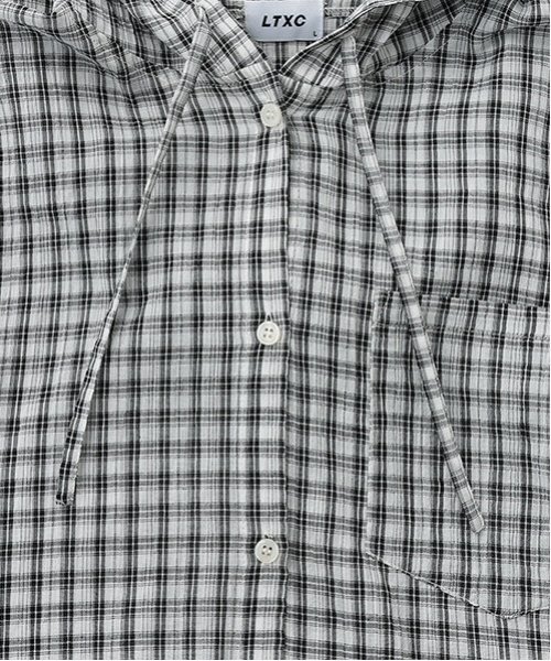 LOVETOXIC（ラブトキシック）の「【LTXC】チェックシアーパーカ（シャツ/ブラウス・キッズ・サックスブルー/オフホワイト・L:160cm/S:140cm/M:150cm）」の10枚目の写真