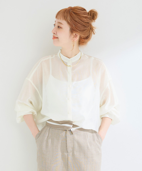 B.C STOCK(ベーセーストック)の「《追加》ウォッシャブル / オーガンディクロップシャツ(シャツ/ブラウス・レディース・ブラック/ホワイト/ピンク・FREE)」の18枚目の写真