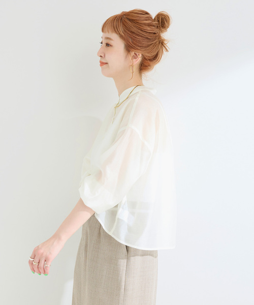 B.C STOCK(ベーセーストック)の「《追加》ウォッシャブル / オーガンディクロップシャツ(シャツ/ブラウス・レディース・ブラック/ホワイト/ピンク・FREE)」の15枚目の写真