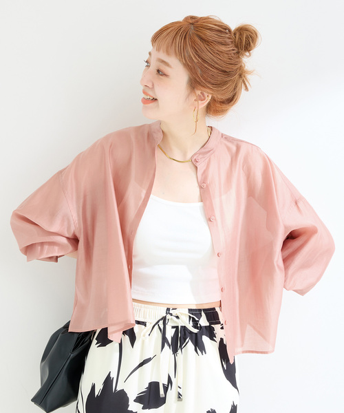 B.C STOCK(ベーセーストック)の「《追加》ウォッシャブル / オーガンディクロップシャツ(シャツ/ブラウス・レディース・ブラック/ホワイト/ピンク・FREE)」の7枚目の写真