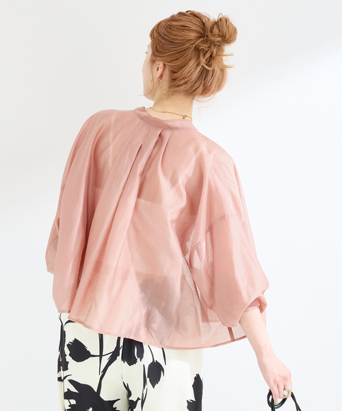 B.C STOCK(ベーセーストック)の「《追加》ウォッシャブル / オーガンディクロップシャツ(シャツ/ブラウス・レディース・ブラック/ホワイト/ピンク・FREE)」の5枚目の写真