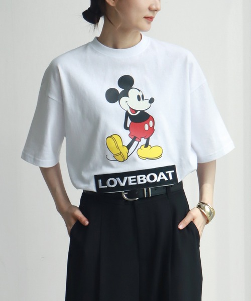 LOVE BOAT(ラブ・ボート)の「【Disney/ディズニー】×【LOVE BOAT/ラブボート】ミッキーロゴ アートワーク 半袖クルーネックTシャツ(Tシャツ/カットソー・メンズ・ホワイト/ブラック・S/M/L)」の2枚目の写真