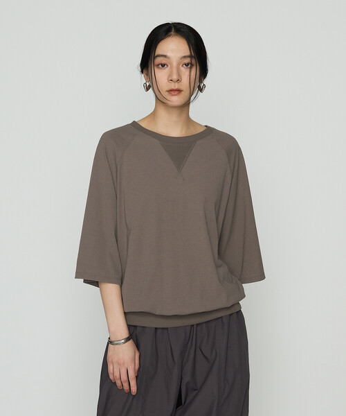 COMME CA（コムサ）の「【2WAY】ヴィンテージ天竺 Tシャツ（Tシャツ/カットソー・レディース・ブラウン/ライトグレー・FREE）」の7枚目の写真