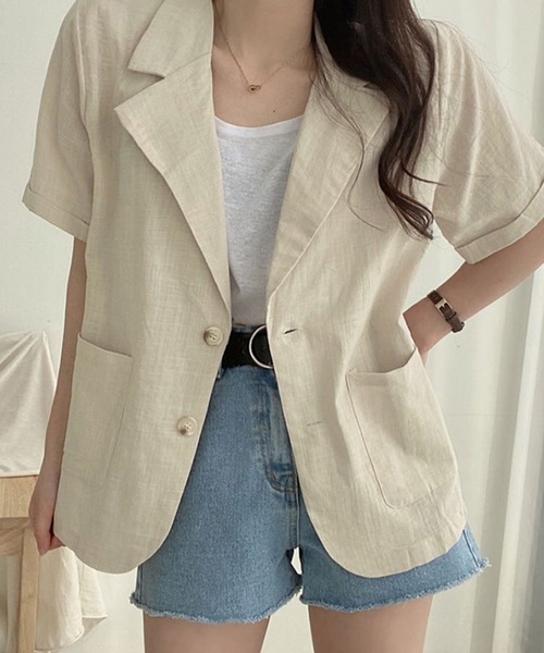 by LEGNA（バイレグナ）の「ウォッシャブルサマーテーラードジャケット（テーラードジャケット・レディース・ブラック/ライトベージュ/ブラウン・MEDIUM/LARGE）」の3枚目の写真