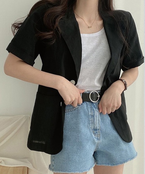 by LEGNA（バイレグナ）の「ウォッシャブルサマーテーラードジャケット（テーラードジャケット・レディース・ブラック/ライトベージュ/ブラウン・MEDIUM/LARGE）」の4枚目の写真