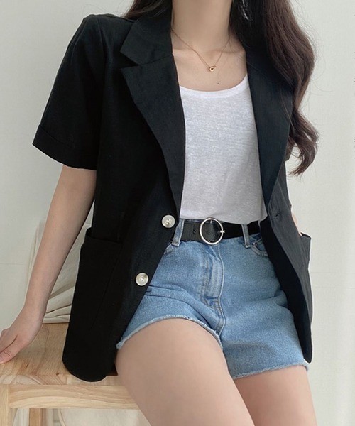 by LEGNA（バイレグナ）の「ウォッシャブルサマーテーラードジャケット（テーラードジャケット・レディース・ブラック/ライトベージュ/ブラウン・MEDIUM/LARGE）」の6枚目の写真