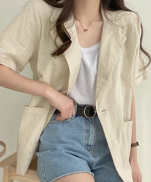 by LEGNA（バイレグナ）の「ウォッシャブルサマーテーラードジャケット（テーラードジャケット・レディース・ブラック/ライトベージュ/ブラウン・MEDIUM/LARGE）」の9枚目の写真