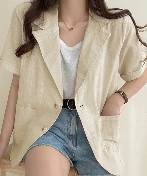 by LEGNA（バイレグナ）の「ウォッシャブルサマーテーラードジャケット（テーラードジャケット・レディース・ブラック/ライトベージュ/ブラウン・MEDIUM/LARGE）」の10枚目の写真